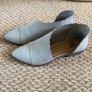Grey Vegan leather Bootie Flats with slit